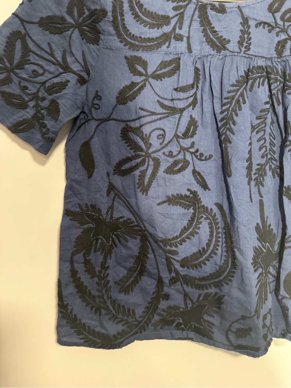 Madewell Blue Floral Embroidered Short Sleeve Top - Picture 3 of 5